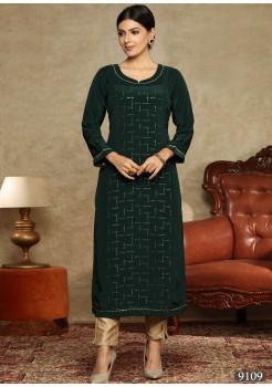 Dark Green Color Georgette /Chiffon Kurti 